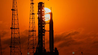 NASA's Space Launch System rocket with the Orion spacecraft set for the Artemis 2 mission is seen on Launch Complex 39B at sunrise at the Kennedy Space Center, Tuesday, March 24, 2026, in Cape Canaveral, Fla.