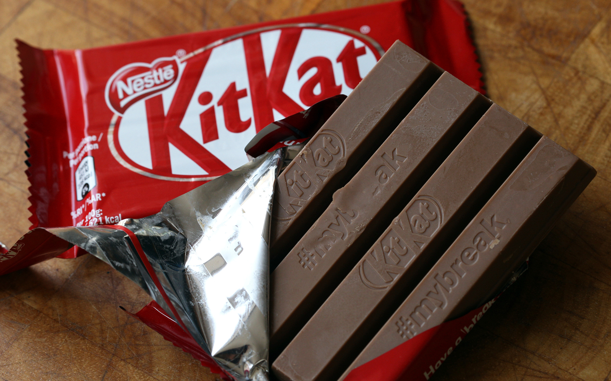 A KitKat chocolate bar in Rugby, England, on July 25, 2018.
