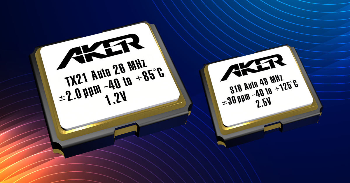 Automotive-grade crystals oscillators from Aker Technology provide stable performance, low phase noise and precise frequency accuracy.