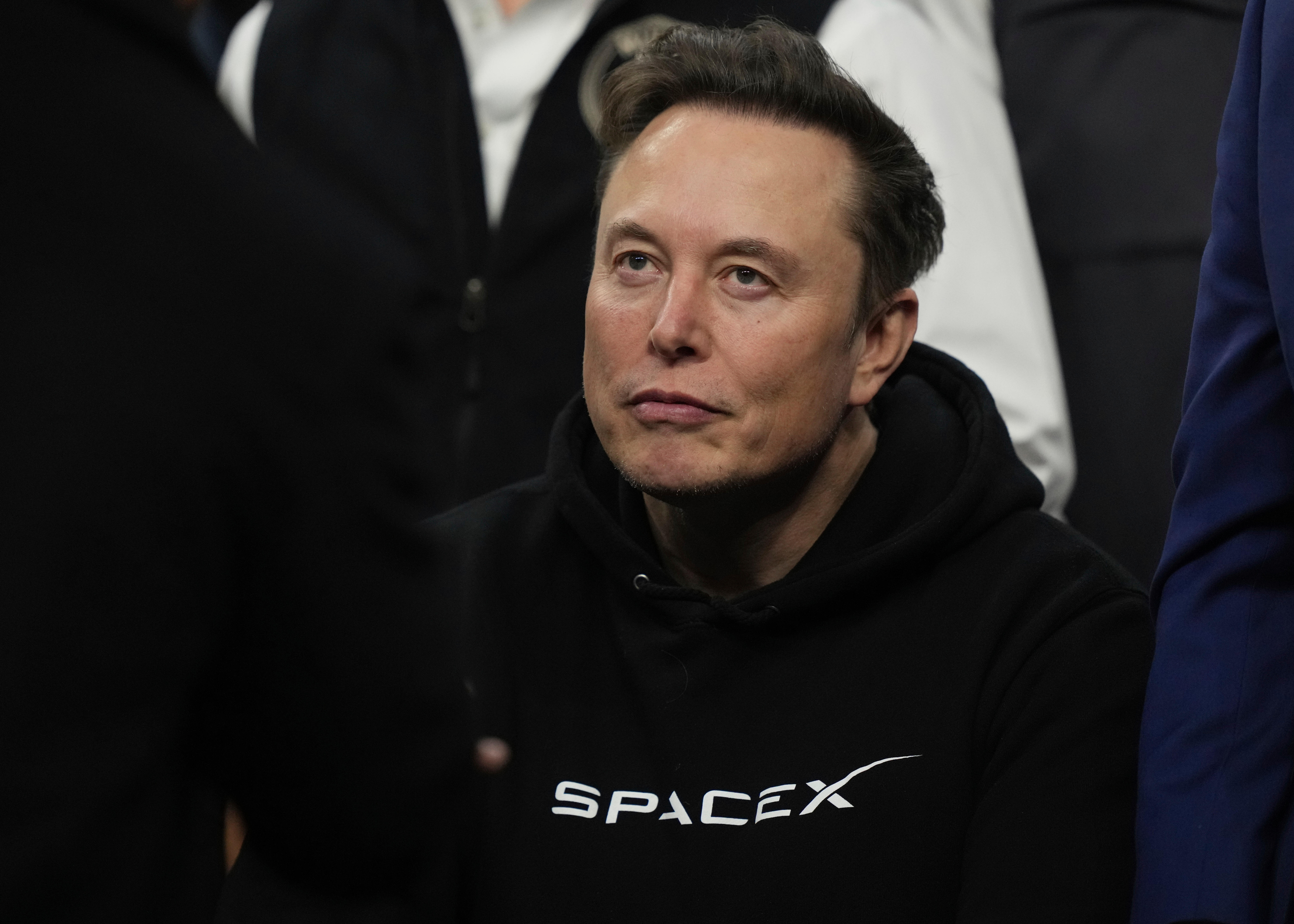 Elon Musk attends the finals for the NCAA wrestling championship, March 22, 2025, in Philadelphia.