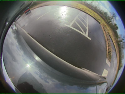 A raw fisheye camera snapshot to demonstrate pre-processed camera feed.