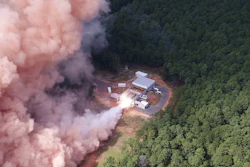 An advanced large solid rocket motor hot fire test conducted at L3Harris’ Camden, Arkansas, site.