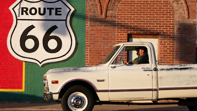 A person pulls up to a stoplight in Galena, Kan., Monday, Nov. 17, 2025.