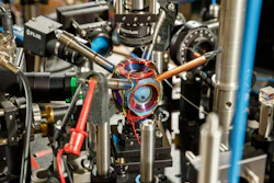 This device measures acceleration and rotation by shining lasers into small clouds of rubidium atoms.
