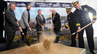 (Left to right) Indian Head Mayor Brandon Paulin, ETC President and CEO Will Durant, ACMI Properties CEO David Dowell, U.S. Representative Steny Hoyer (MD-05), Commander Robert Lusk from NSA South Potomac, NSWC Indian Head Commanding Officer Captain Stephen Duba