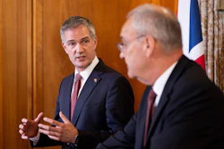 Britain's Secretary of State for Business and Trade, Peter Kyle, left, and Swiss Federal President Guy Parmelin, Hotel Bellevue Palace, Bern, Switzerland, July 13, 2026.