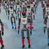 Robots are prepared ahead the opening ceremony of the World Humanoid Robot Games in Beijing, Saturday, Aug. 22, 2026.