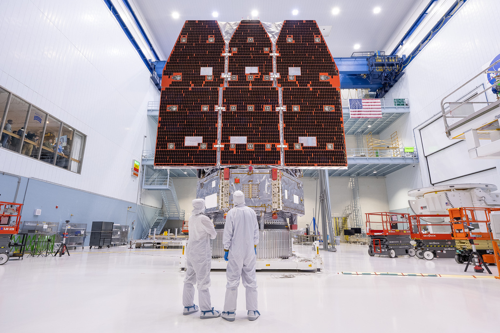 This photo provided by NASA shows technicians connecting the inner and outer segments of NASA's Nancy Grace Roman Space Telescope, Nov. 25, 2025, at NASA’s Goddard Space Flight Center in Greenbelt, Md.