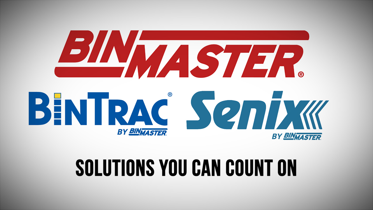 BinMaster, BinTrac, and Senix brand logos with tagline 'Solutions You Can Count On'
