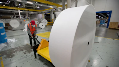A Kimberly-Clark employee at the company’s manufacturing facility in LaGrange, Georgia.