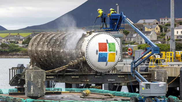 Underwater data centers will accumulate sea life, like this Microsoft data center testing module, which in two years underwater attracted algae, barnacles and sea anemones.