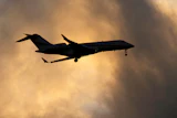 A Bombardier Global Express business jet approaches for landing in Lisbon, on June 13, 2023.