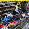 The children's shoe section is seen at a Goodwill store in Roseville, Minn., Aug. 12, 2026.