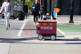 A Coco Delivery Robot in Chicago’s Lakeview neighborhood, April 22, 2026.