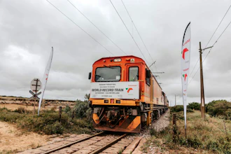 In this photo provided by the Transnet Freight Rail, a freight train that claims to be the longest in the world is seen in Saldanha Bay, South Africa, Oct. 17, 2026.